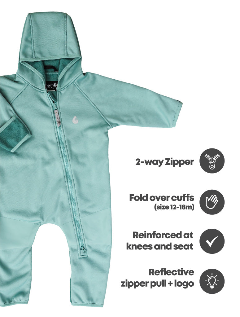 All-Weather Fleece Onesie- Seafoam