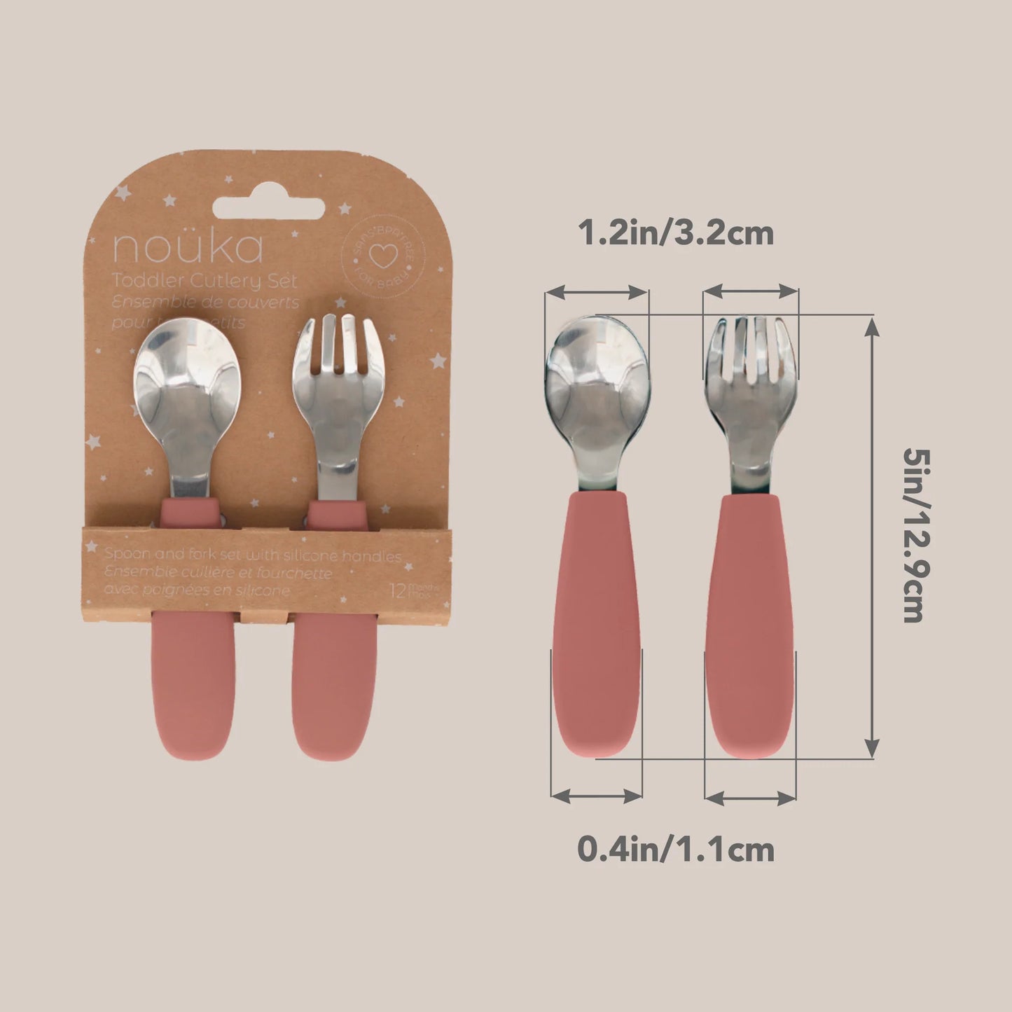 Toddler Silicone/Steel Cutlery Set- Bloom
