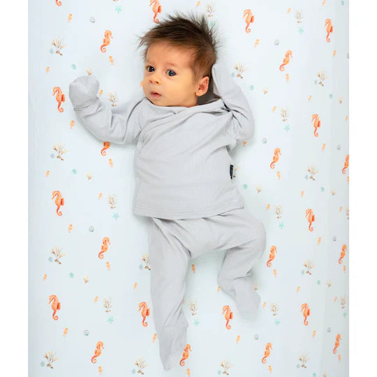 Ribbed Bamboo Take Me Home Kimono Set- Silver Cloud