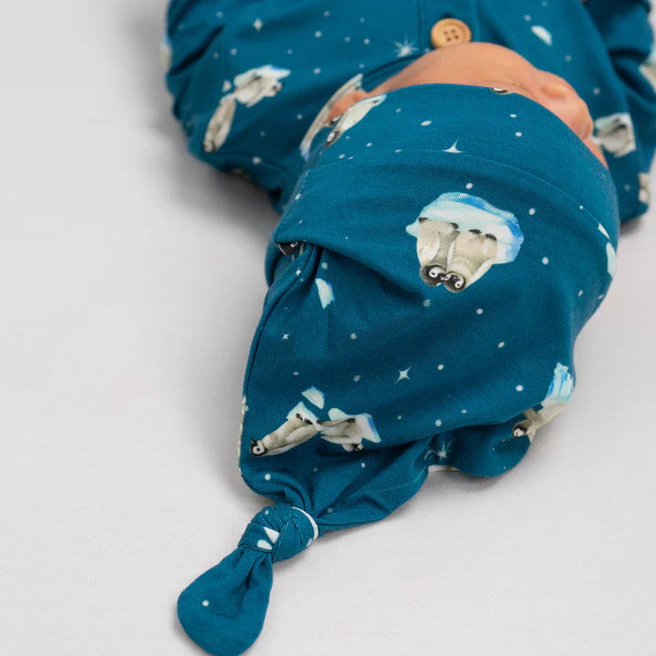 Bamboo Knotted Hat- Penguins on Night Sky