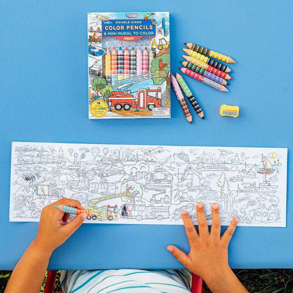 Vehicles Mini Colouring Mural + Pencil Crayons