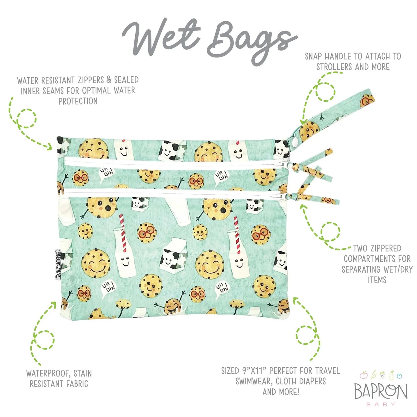 Wet/Dry Waterproof Storage Bag- Milk & Cookies
