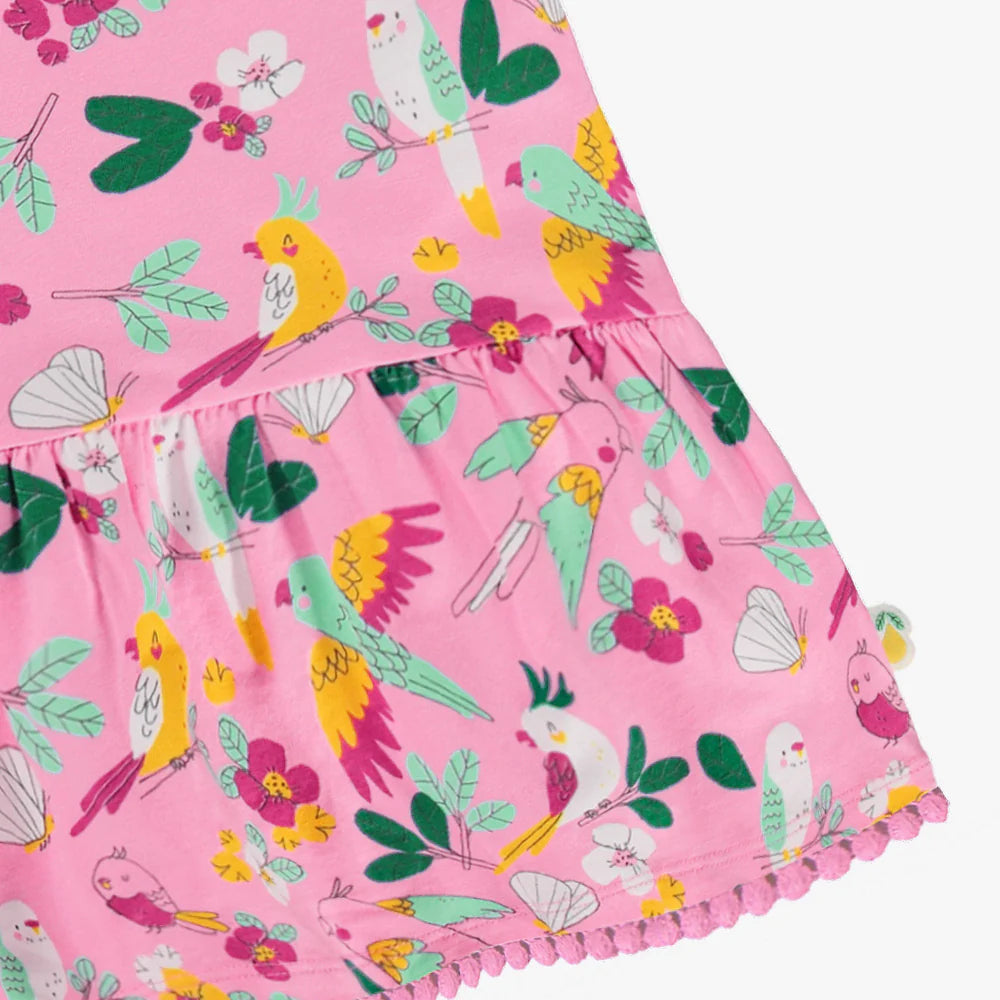 Pink Tropical Birds Peplum Tee