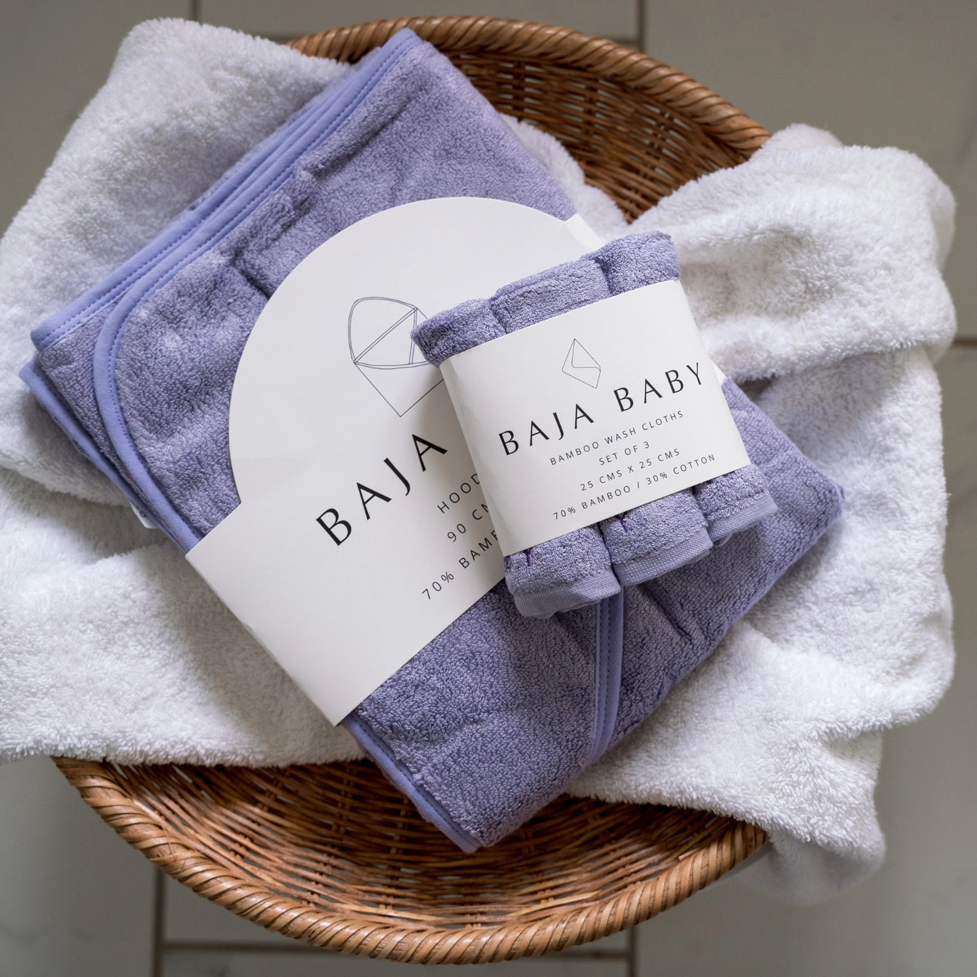 Bamboo & Cotton Hooded Towel- Lavender