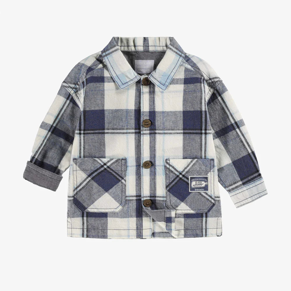 Blue & Cream Poplin Baby Button Down