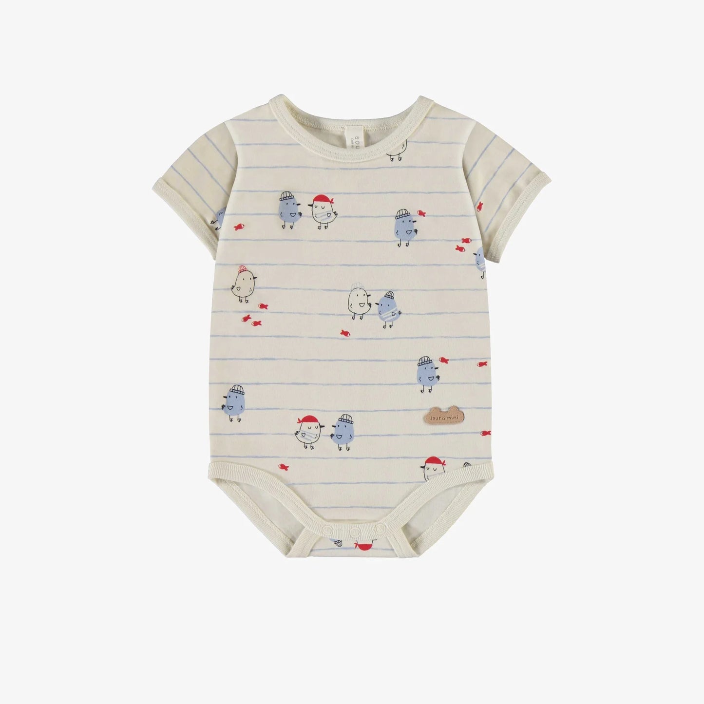 Striped Seagull Baby Bodysuit