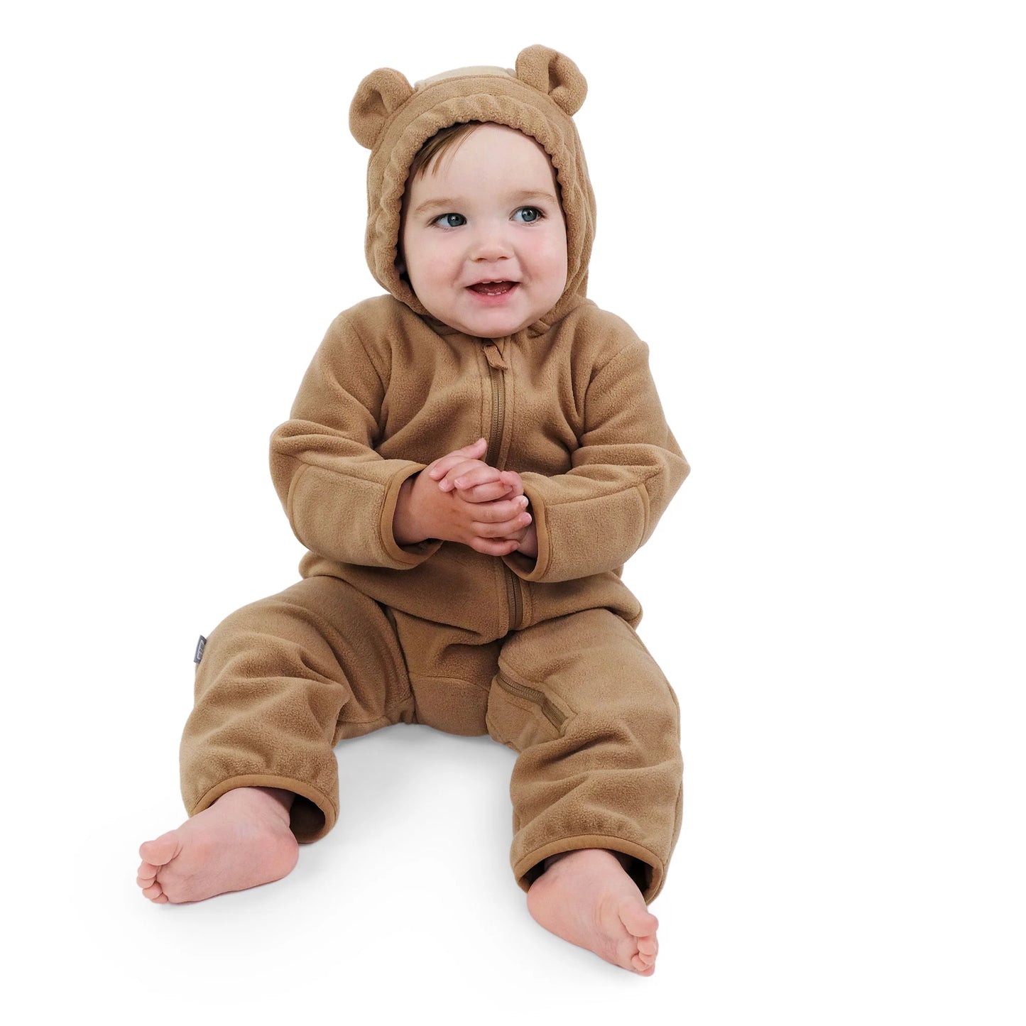 Soft Brown Baby Fleece Bunting Suit