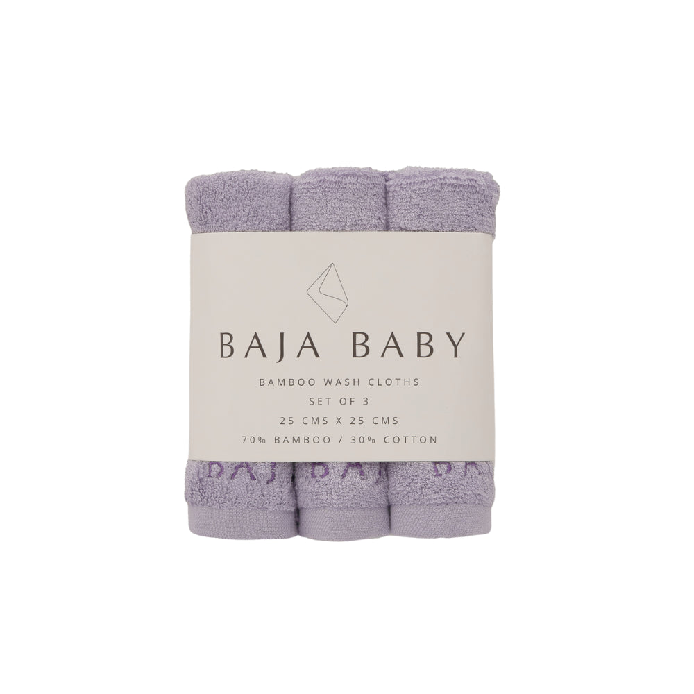 Bamboo & Cotton Washcloths 3pk.- Lavender