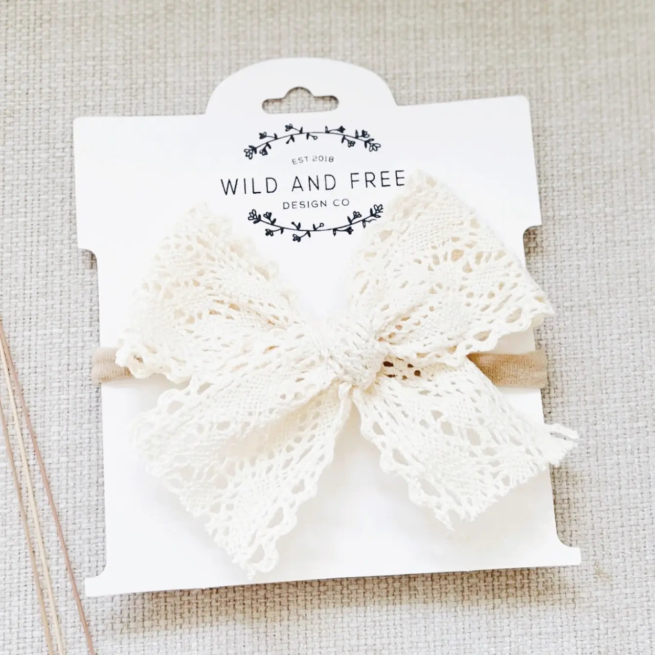 White Lace Bow Headband
