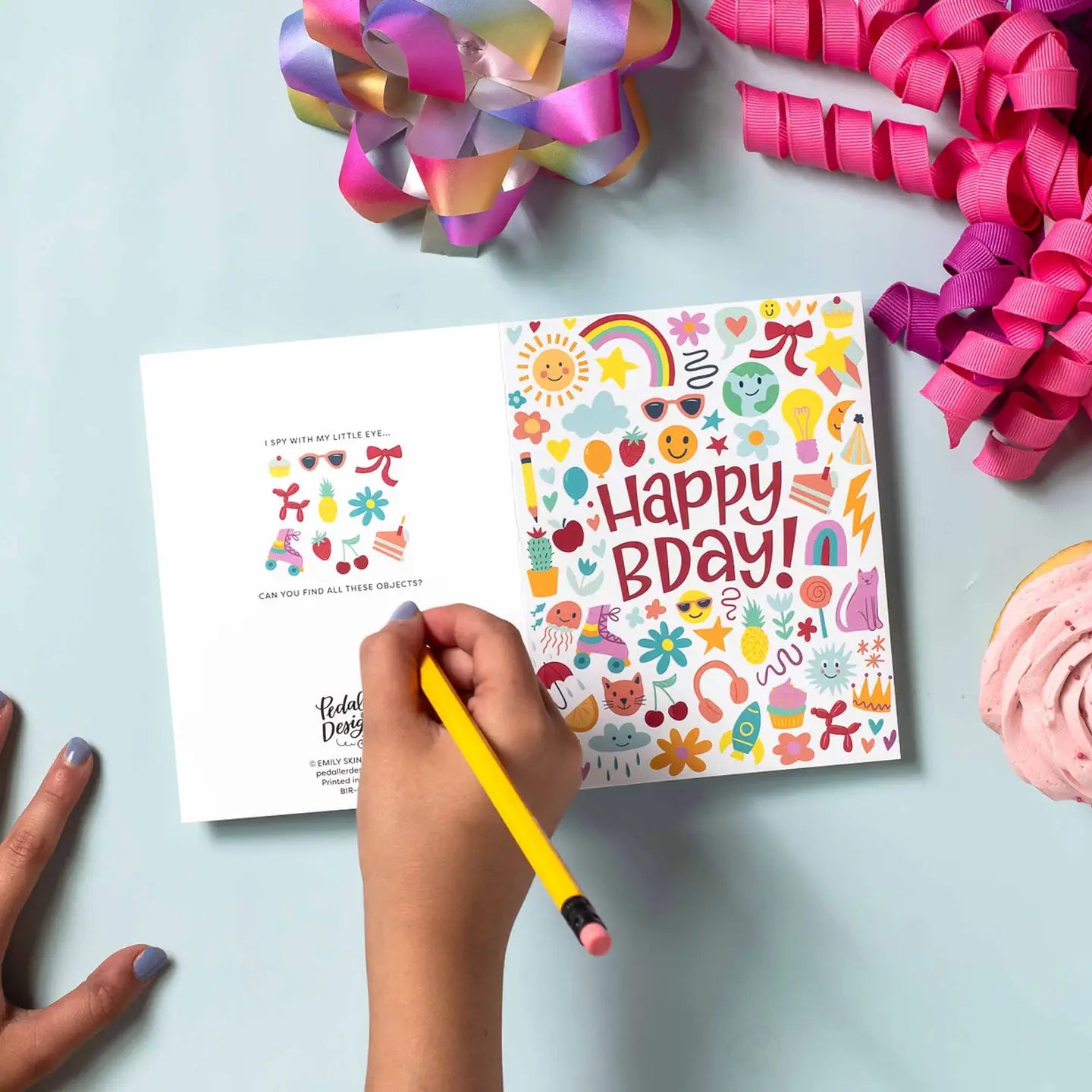 Eye Spy Pink Birthday Card