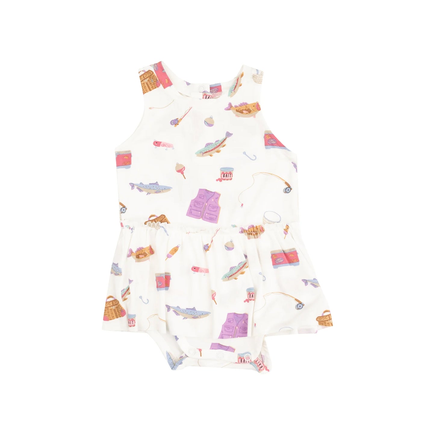 Pink Fishing Things Skirted Bodysuit