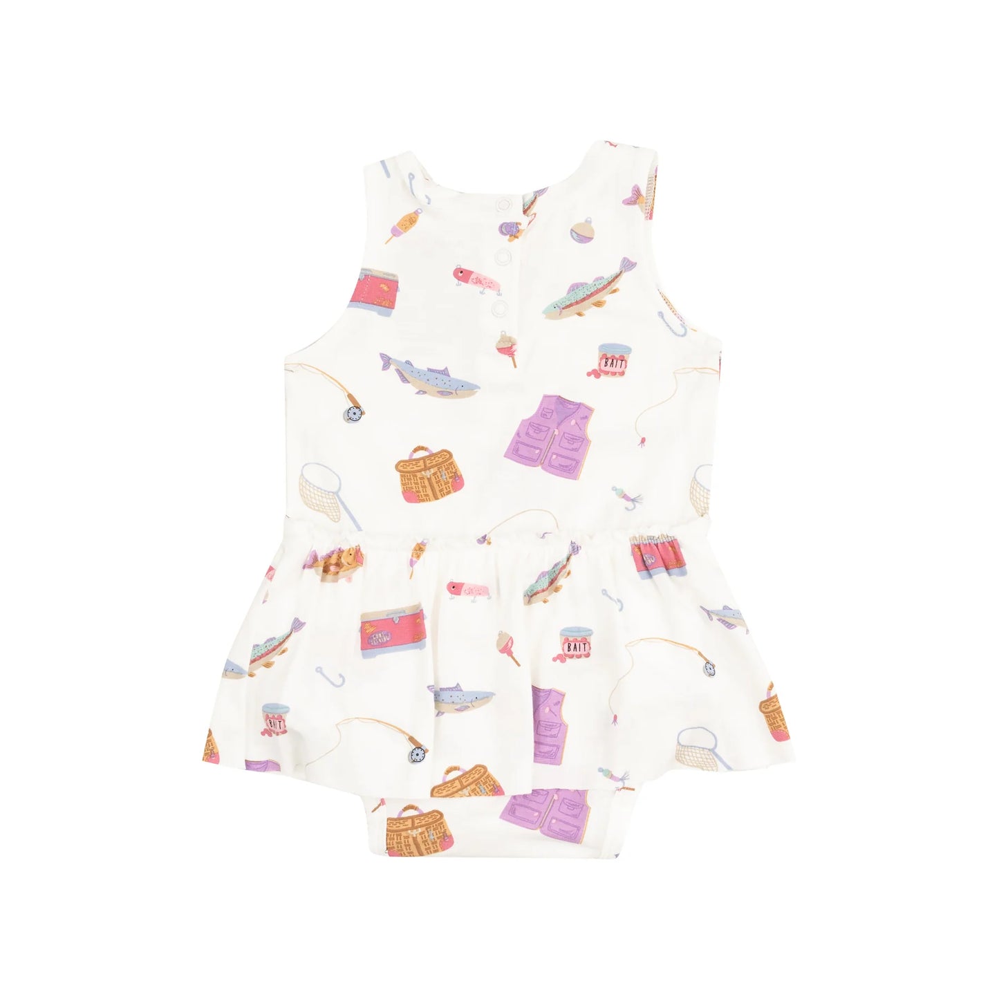 Pink Fishing Things Skirted Bodysuit