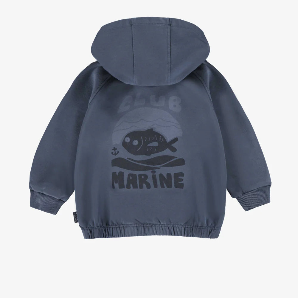 Navy Fish Zip Baby Hoodie