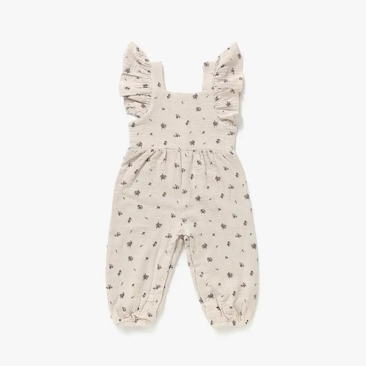 Organic Floral Flutter Jumpsuit