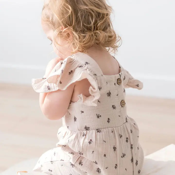 Organic Floral Flutter Jumpsuit
