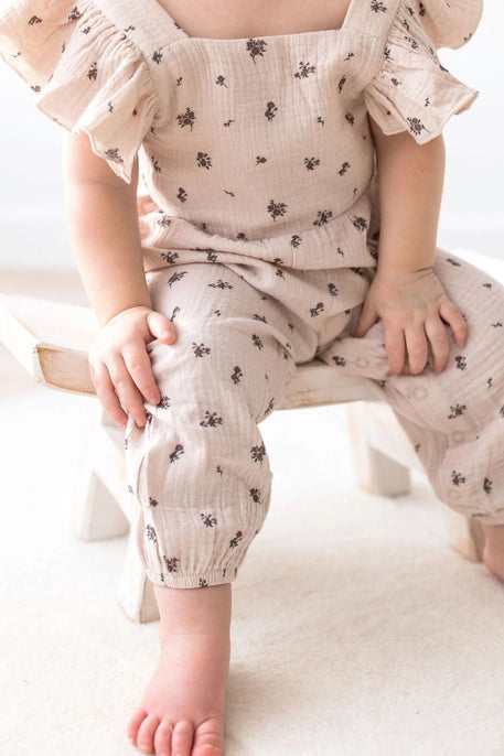 Organic Floral Flutter Jumpsuit
