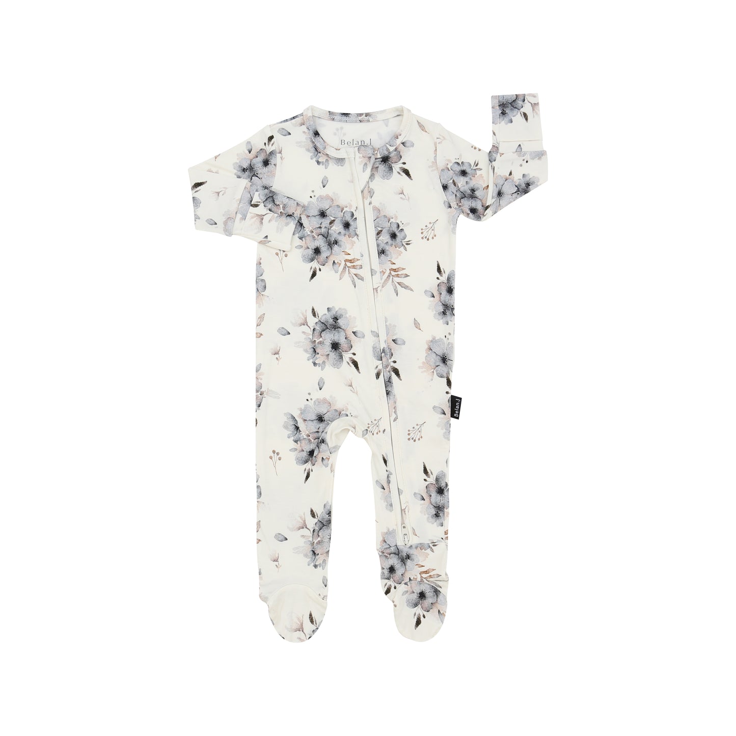 Bamboo Footed Zipper Sleeper- Frosty Floral