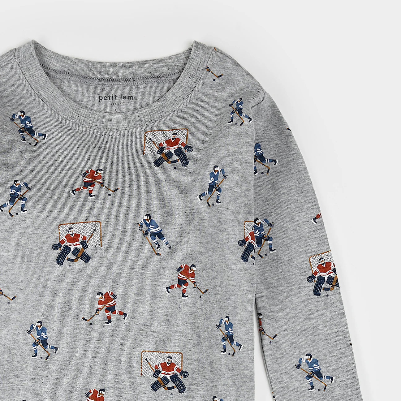 Heather Grey Hockey Players PJ Set