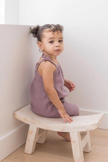 Organic Sleeveless Bow Strap Jumpsuit- Lilac