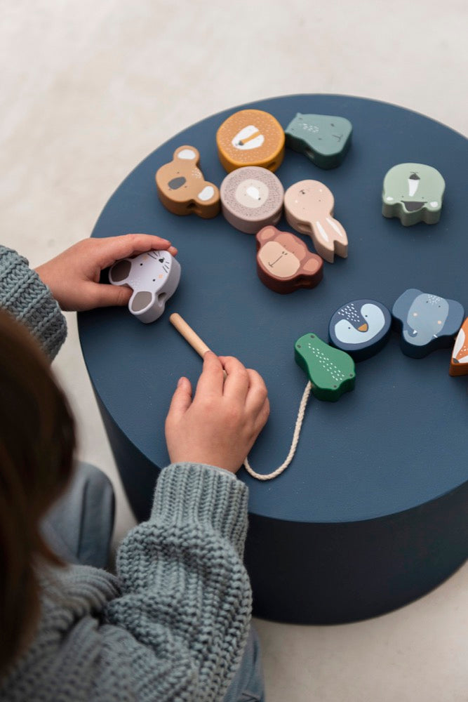 Wooden Animals Lacing Beads