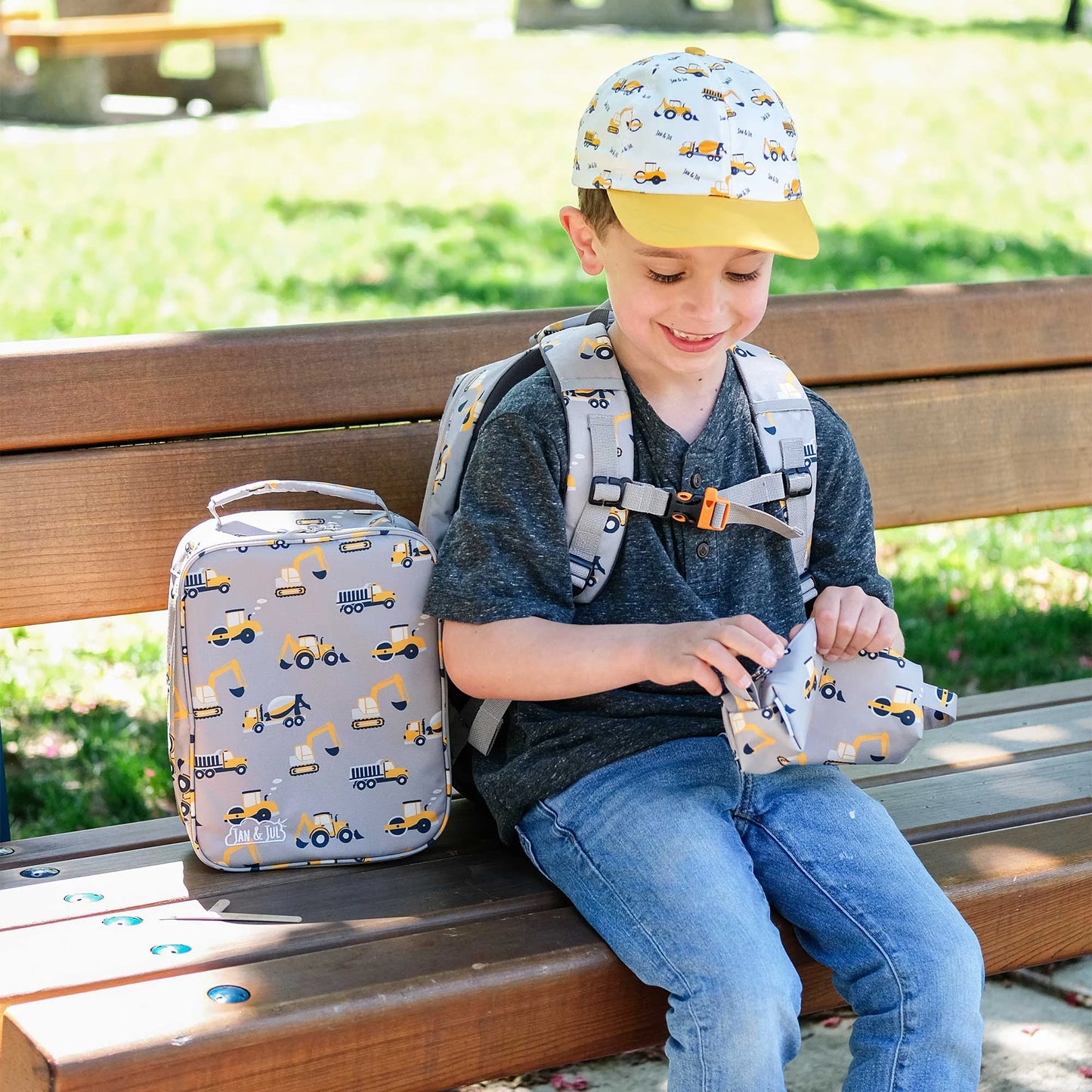 Kids Lunch Bag- Grey Construction