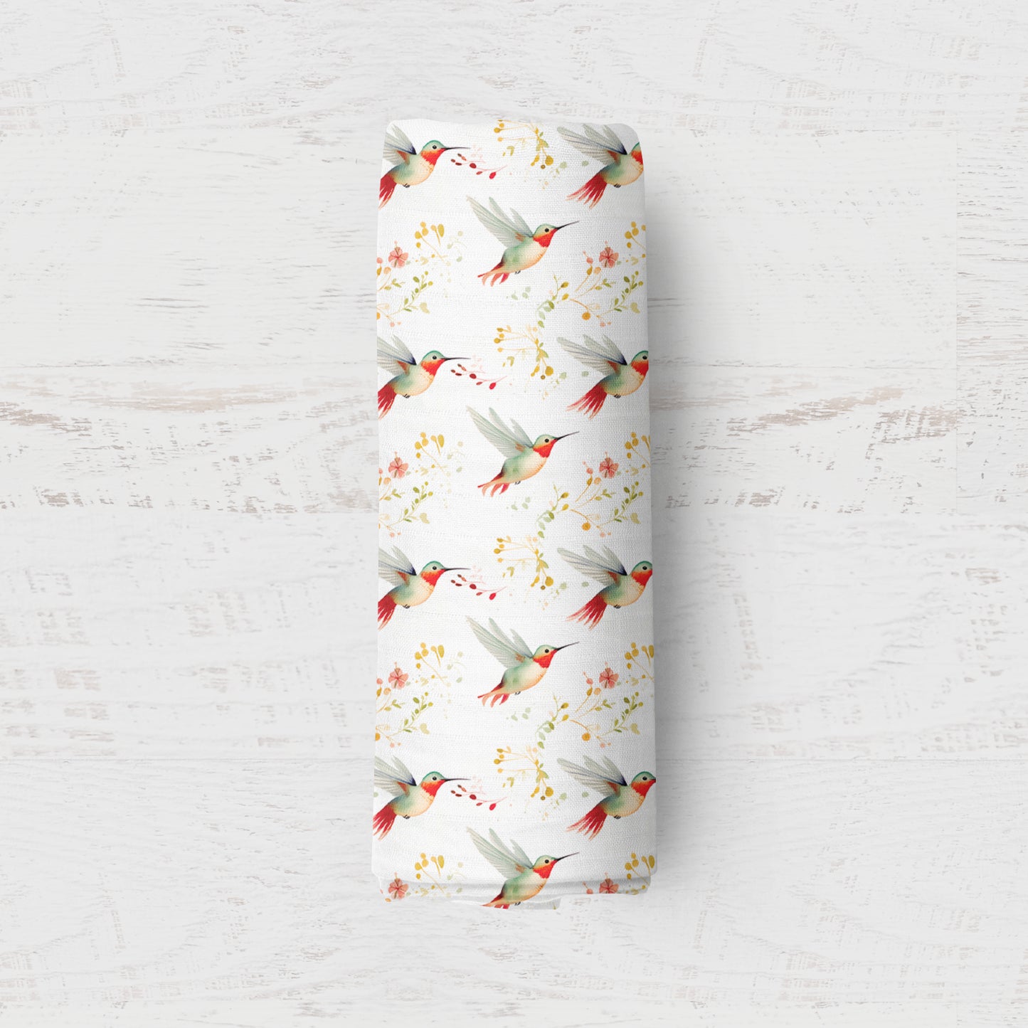 Bamboo Muslin Swaddle Blanket- Hummingbirds