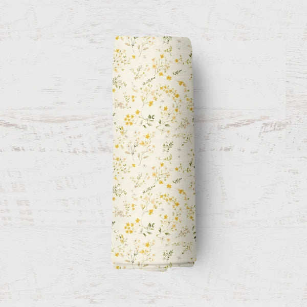 Bamboo Muslin Swaddle Blanket- Mustard Floral