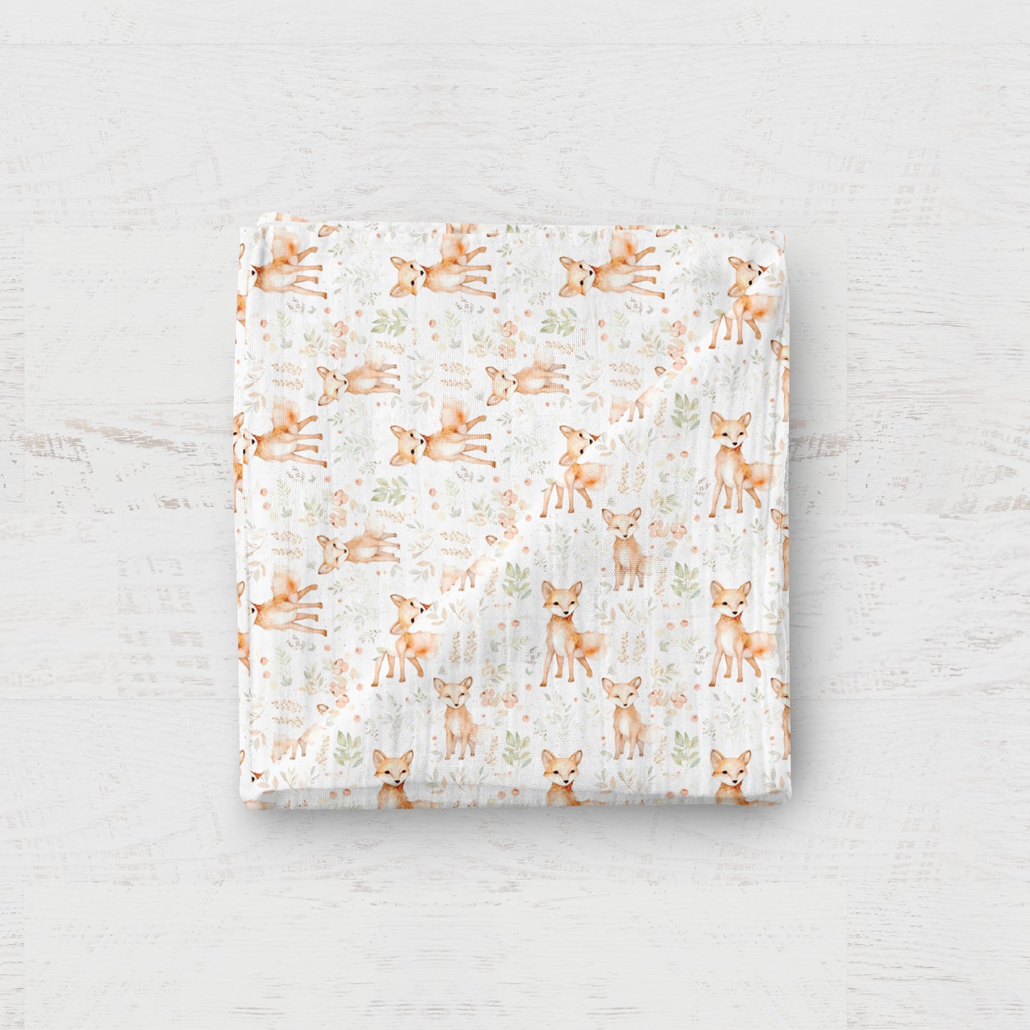 Bamboo Muslin Swaddle Blanket- Fox
