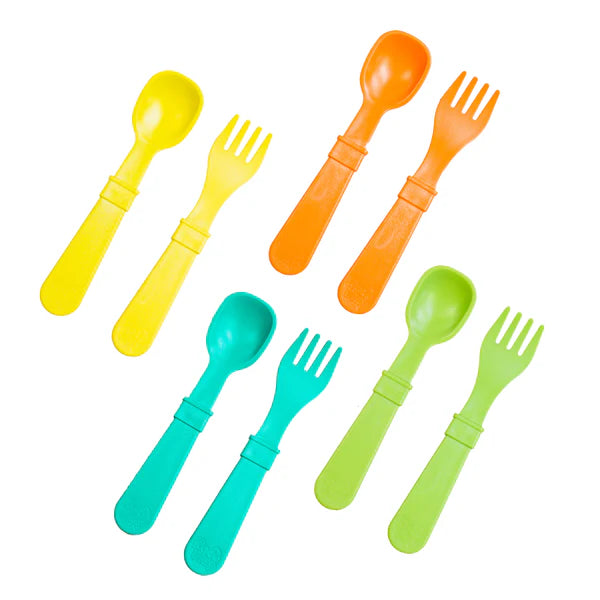 Re-Play Utensils 8pk.- Aqua/Lime/Yellow/Orange