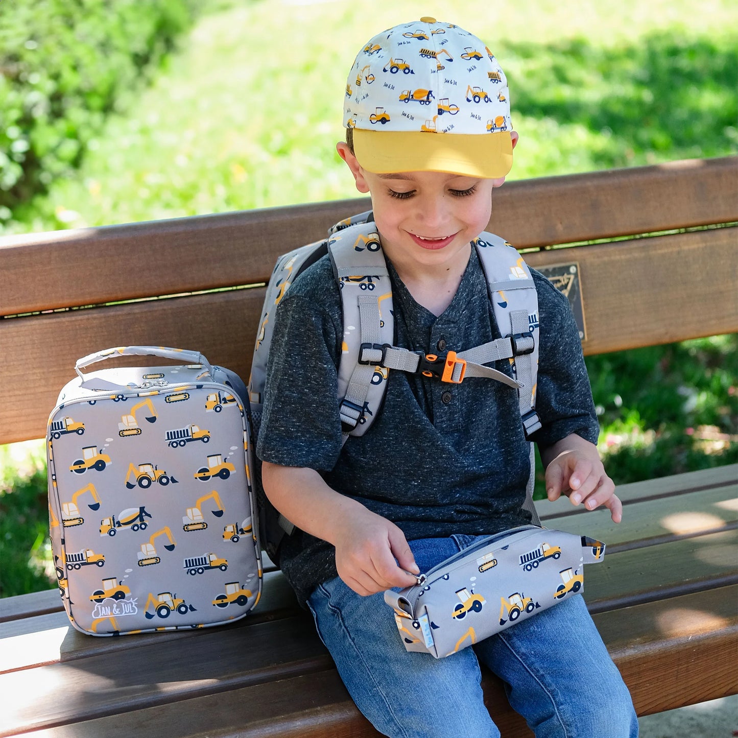 Kids Pencil Case- Grey Construction