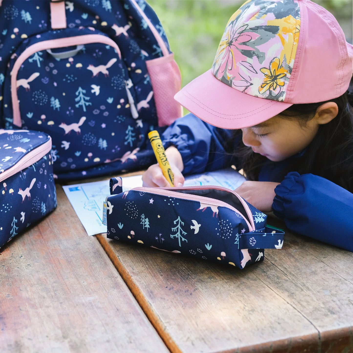 Kids Pencil Case- Navy Forest