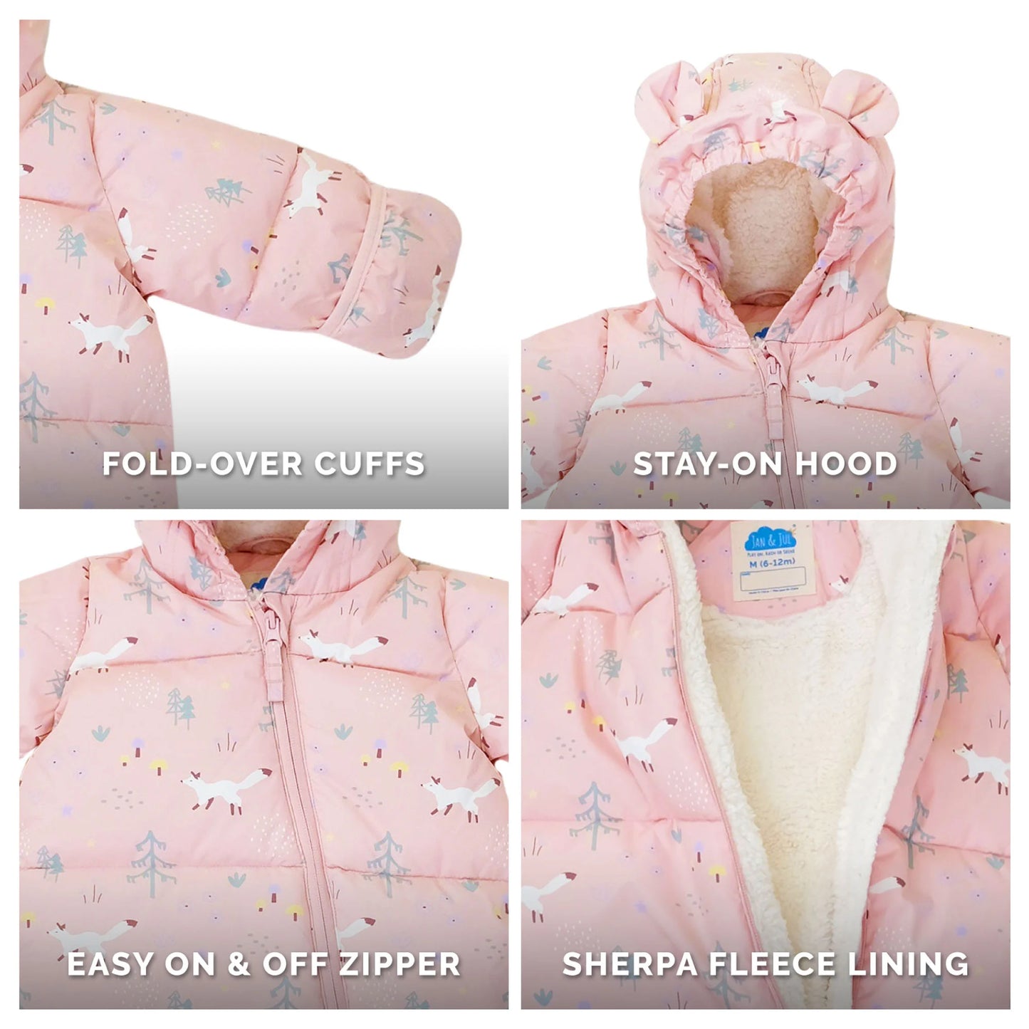 Toasty-Dry 1pc. Baby Snowsuit- Pink Forest