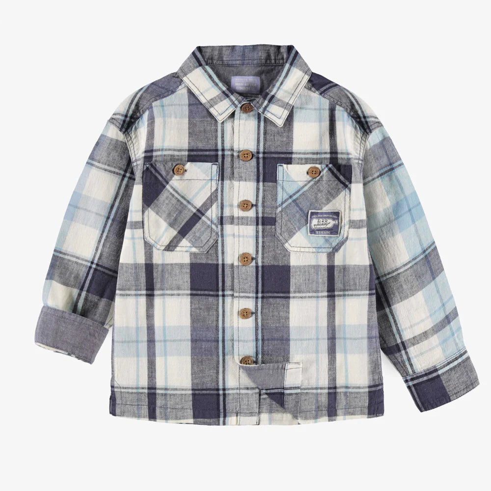 Blue & Cream Poplin Button Down