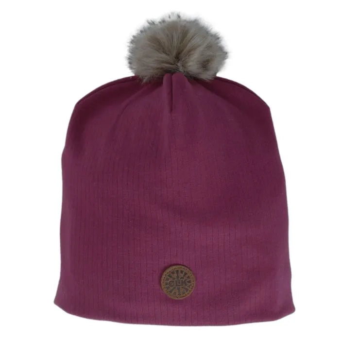 Ribbed Pom Beanie- Beet