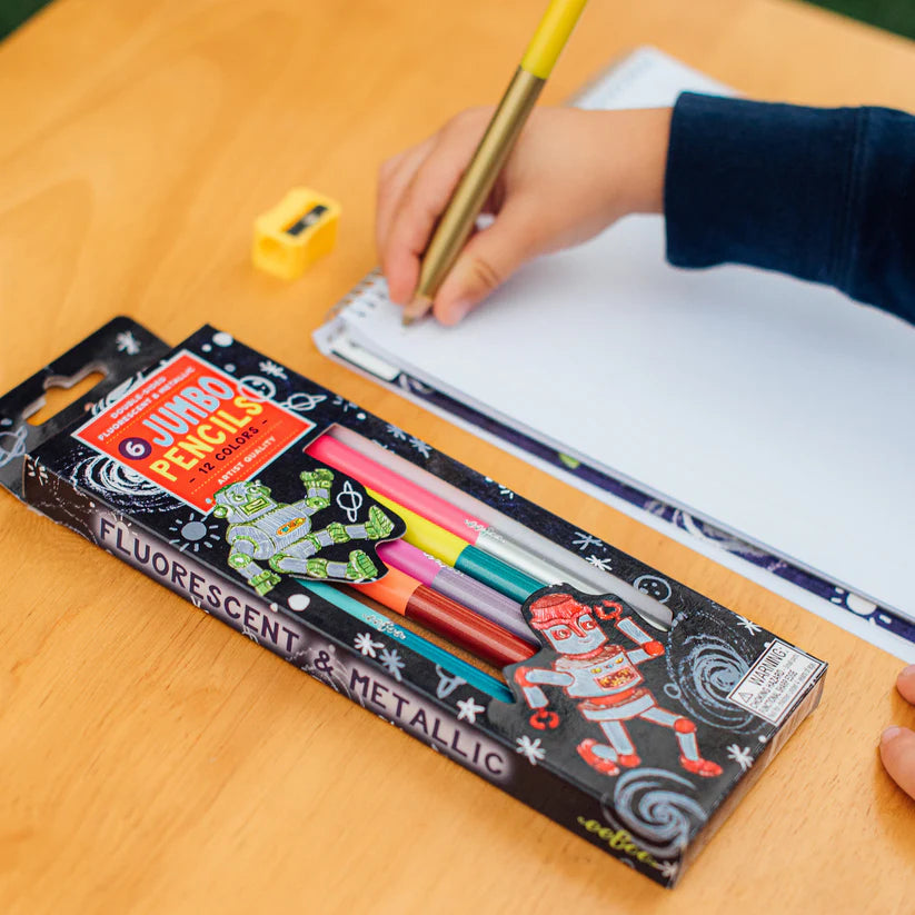 Silver Robot Jumbo Pencil Crayons