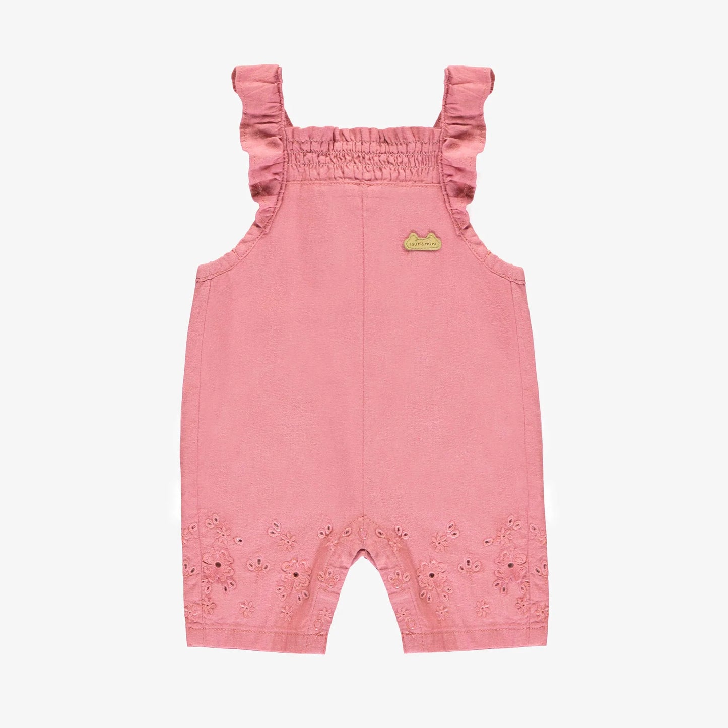 Pink Ruffle Eyelet Overalls