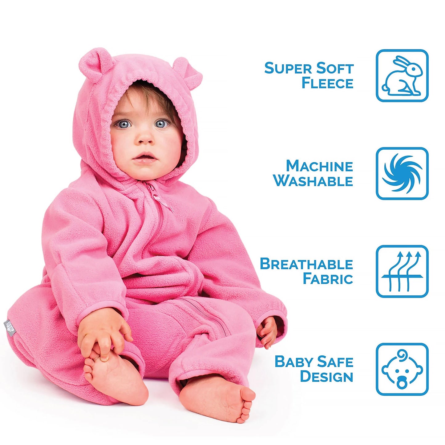 Watermelon Pink Baby Fleece Bunting Suit