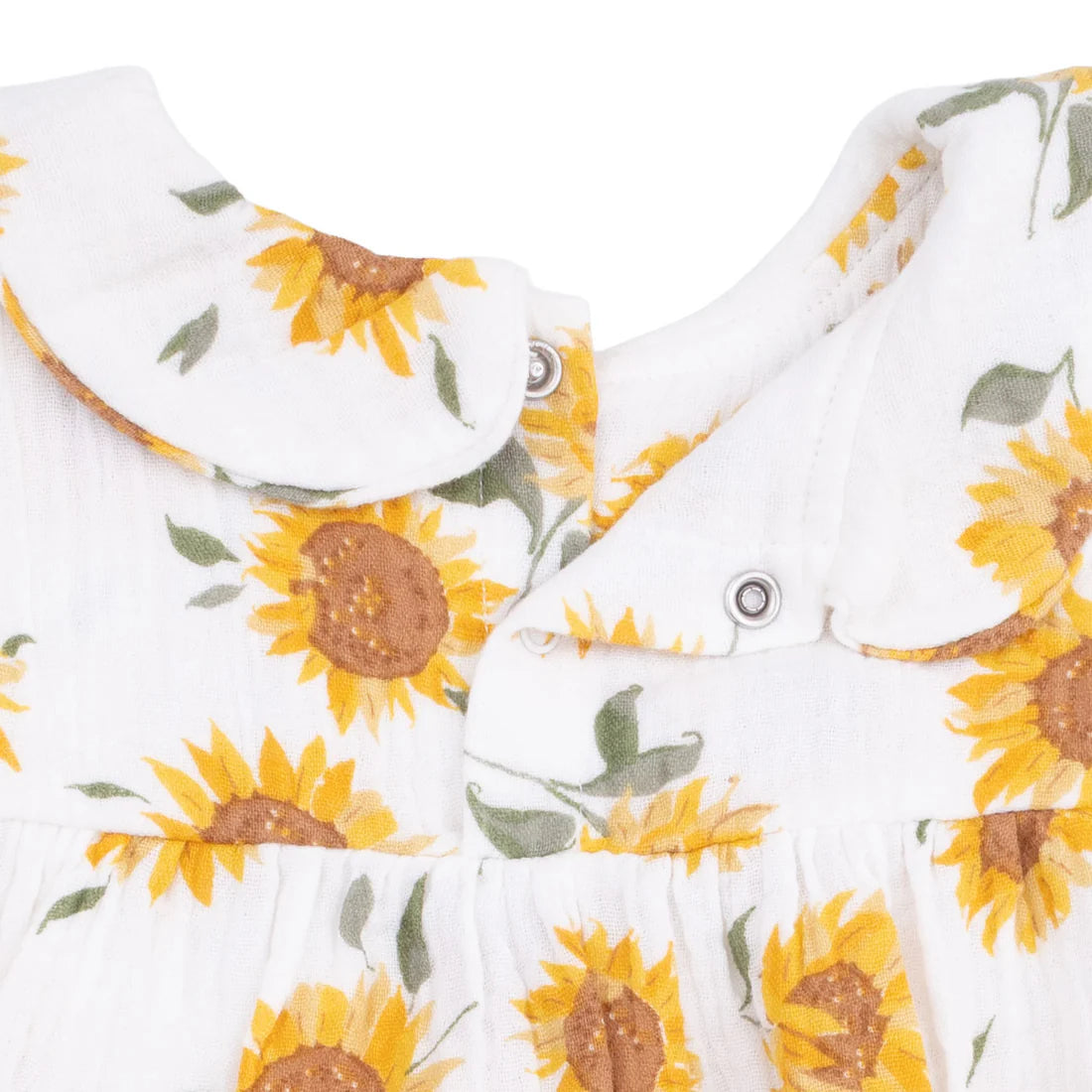 Organic Cotton Muslin Bubble Romper- Baby Sunflower