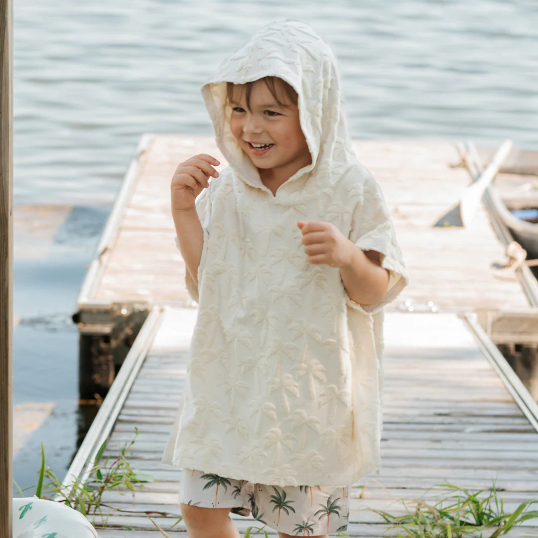 Organic Beige Palms Beach Poncho