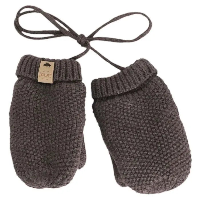 Plush-Lined Corded Knit Mittens- Morel