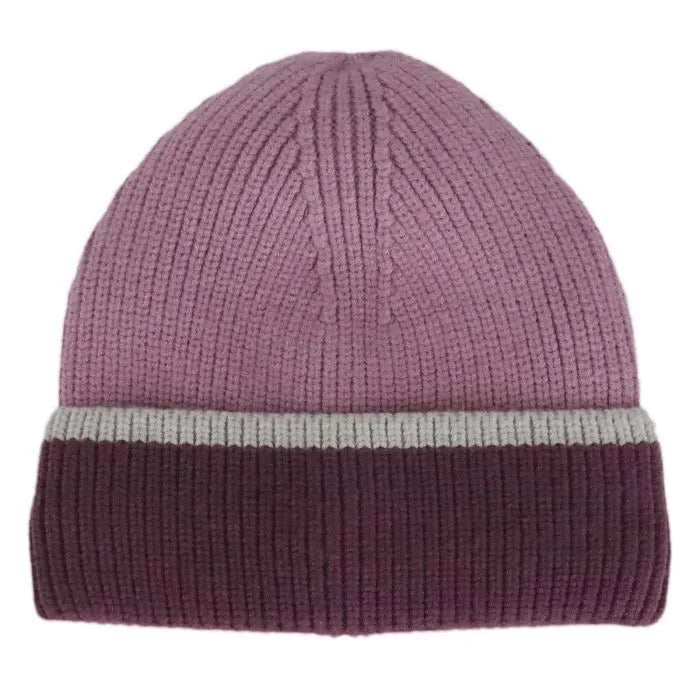 Cotton-Lined Colourblock Stripe Knit Beanie- Orchid