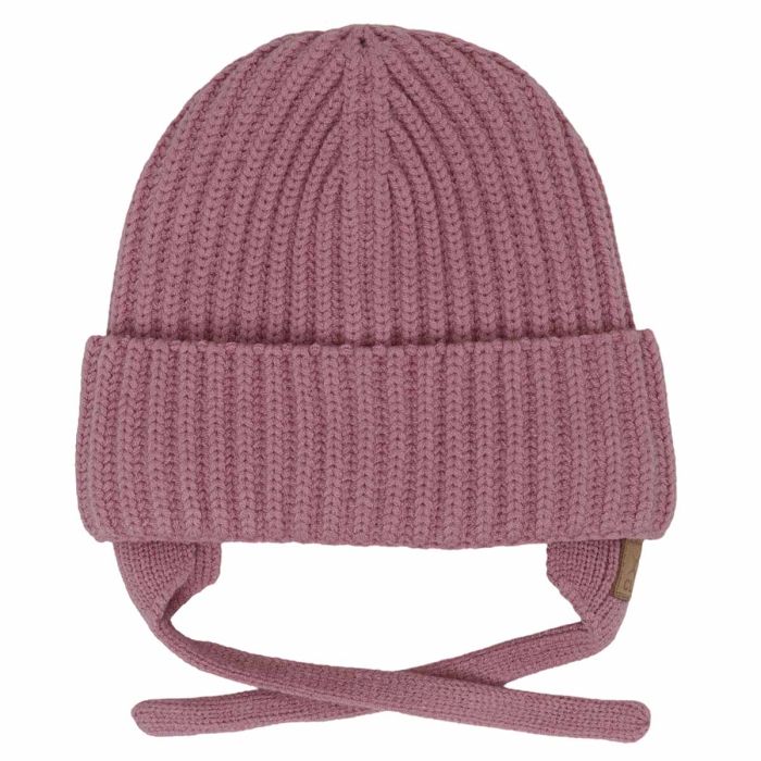Plush-Lined Ribbed Knit Beanie- Cameo Pink