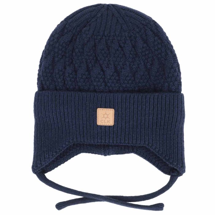Plush-Lined Knit Soft Touch Hat- Navy