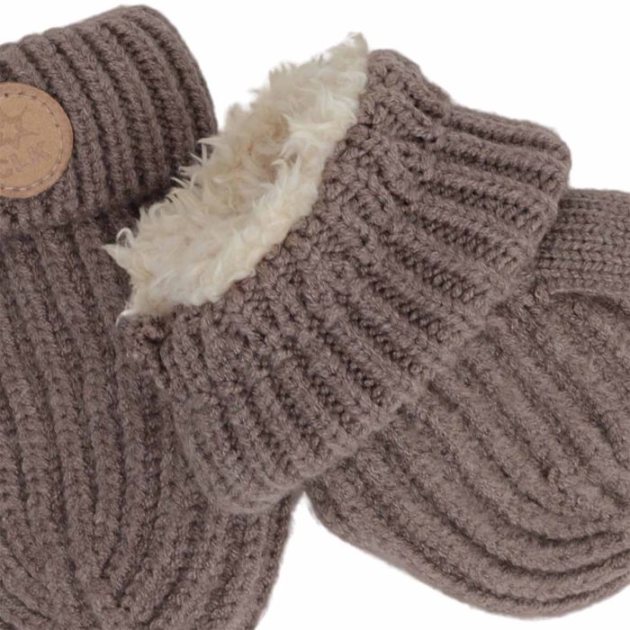 Plush-Lined Corded Knit Soft Touch Mittens- Moss