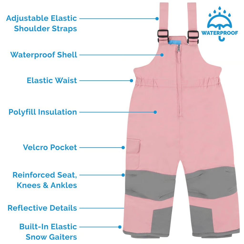 Toasty-Dry Snow Bib Pants- Dusty Pink