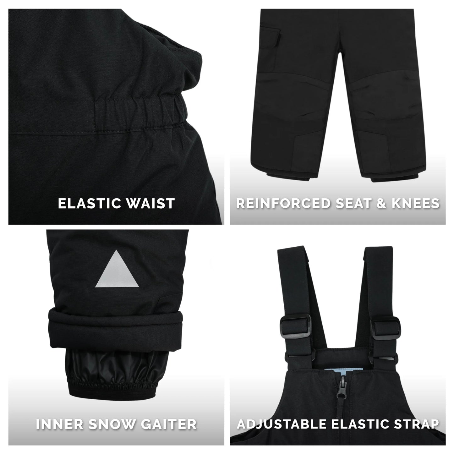 Toasty-Dry Snow Bib Pants- Black