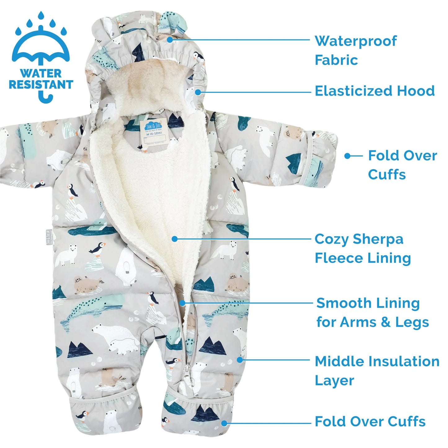 Toasty-Dry 1pc. Baby Snowsuit- Green Grove