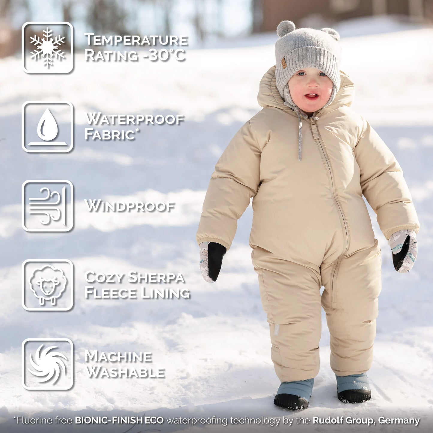 Toasty-Dry 1pc. Baby Snowsuit- Oat