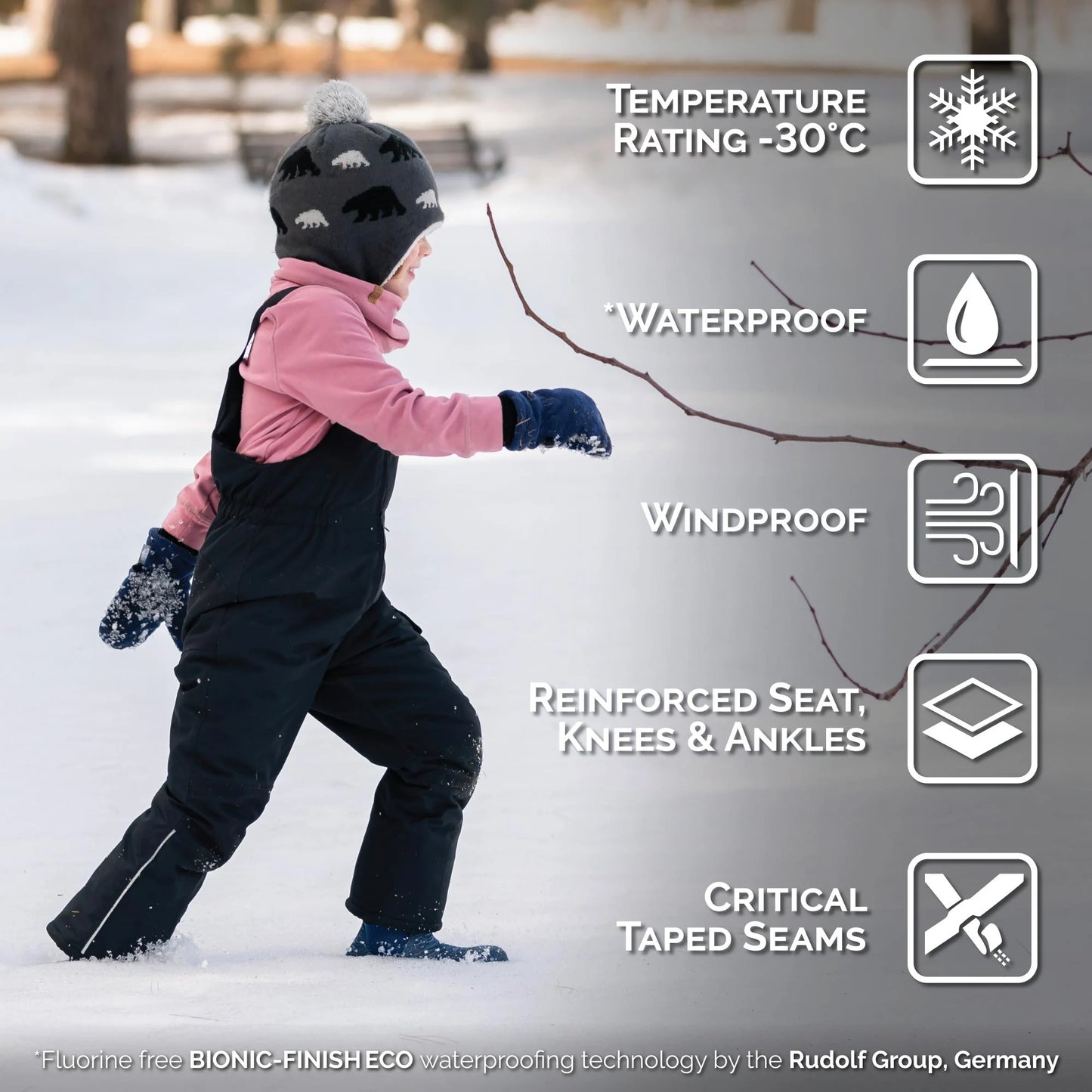Toasty-Dry Snow Bib Pants- Black