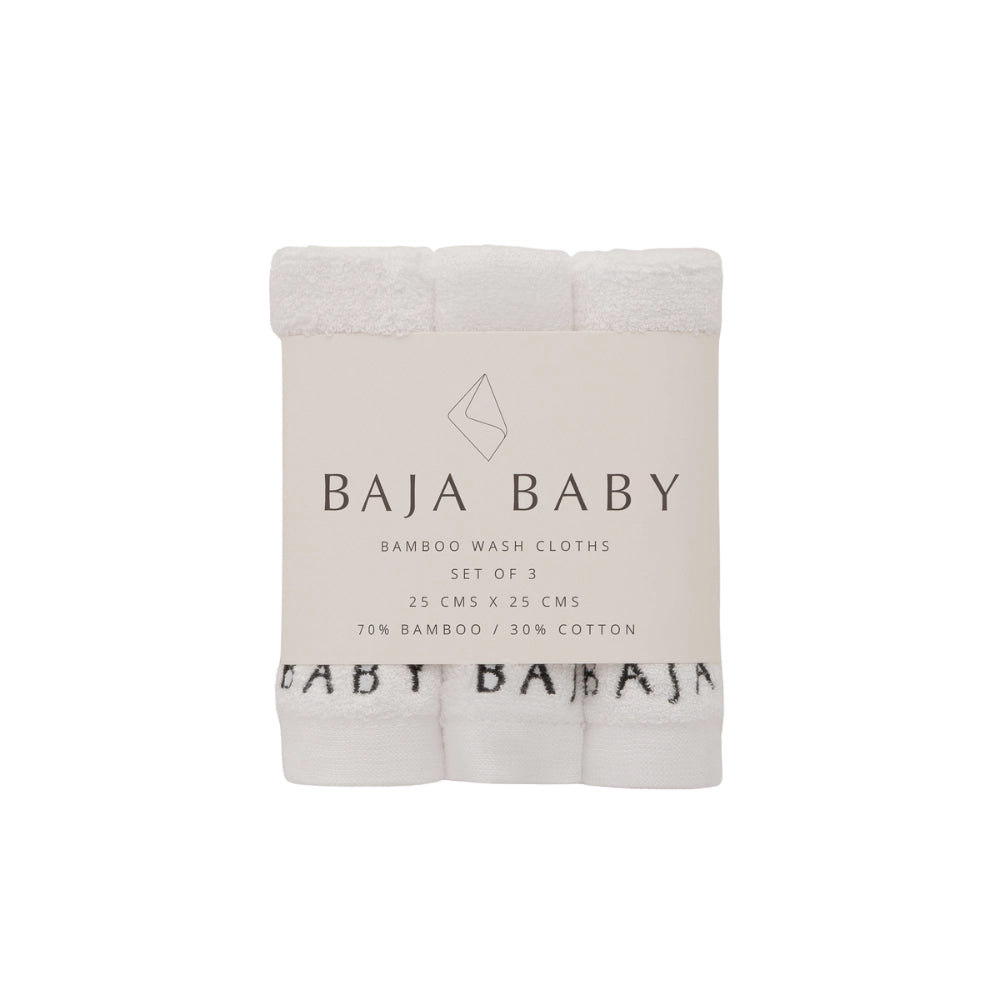 Bamboo & Cotton Washcloths 3pk.- Fresh White